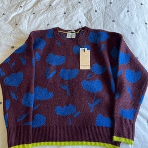 Scotch & Soda Burgundy and Blue Floral Crewneck Sweater